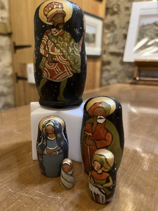 Nested Nativity set painted in egg tempera by Sue Prince Artist